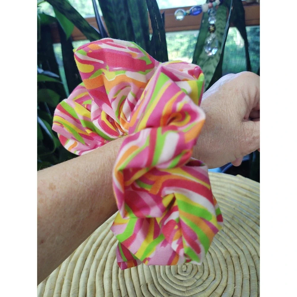 Pink Tie Dye‎ Swirl Polyester Cotton Blend XXL Scrunchie 7